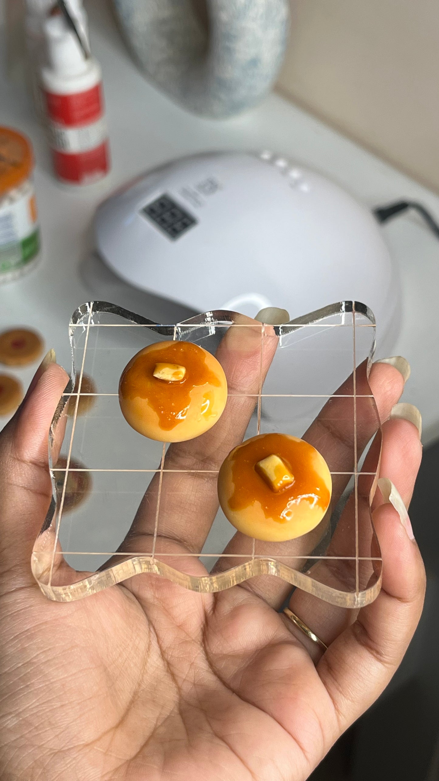 Pancake with honey clay miniature Magnet/Pin