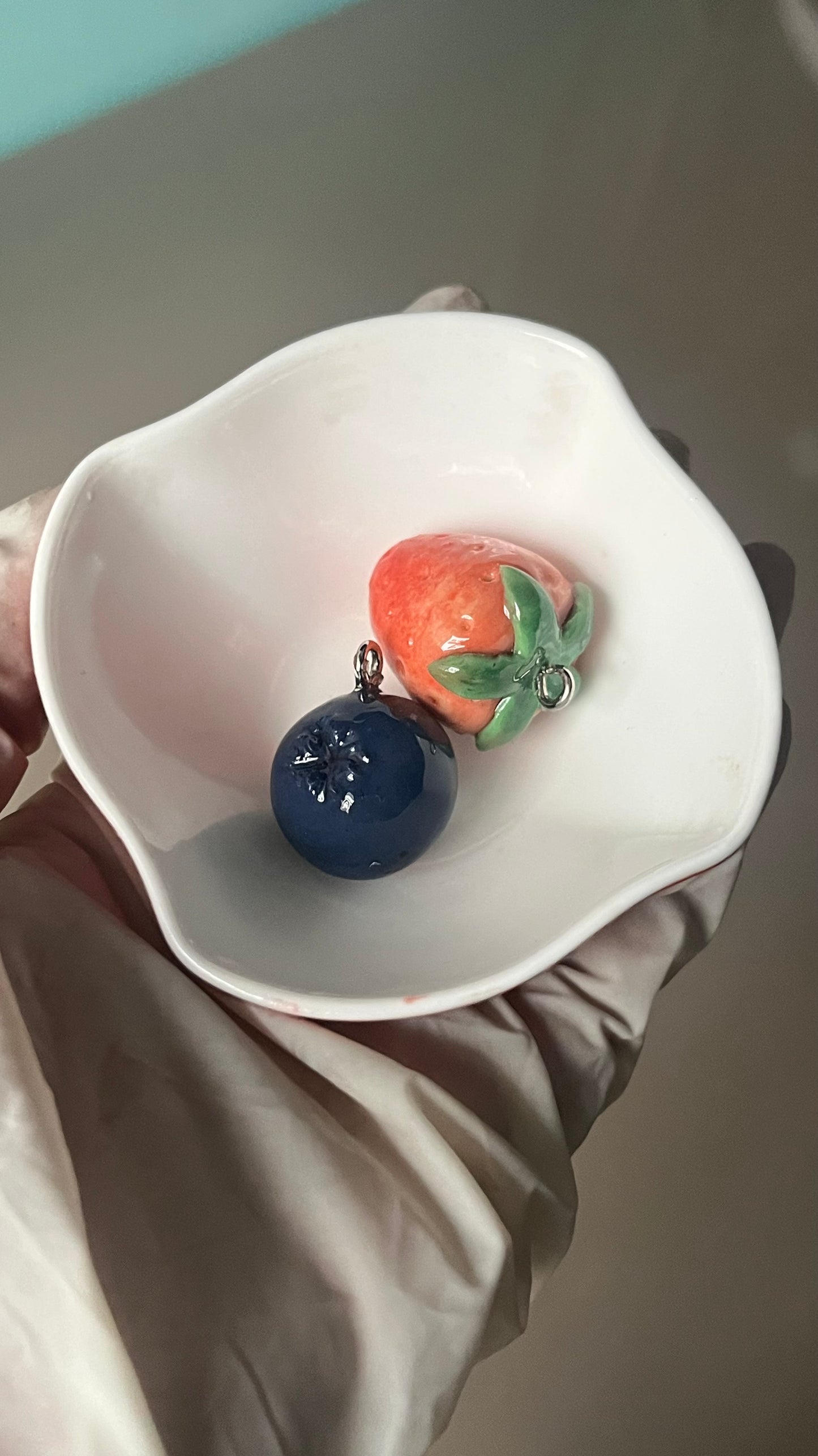 Strawberry and Blueberry Clay Charm