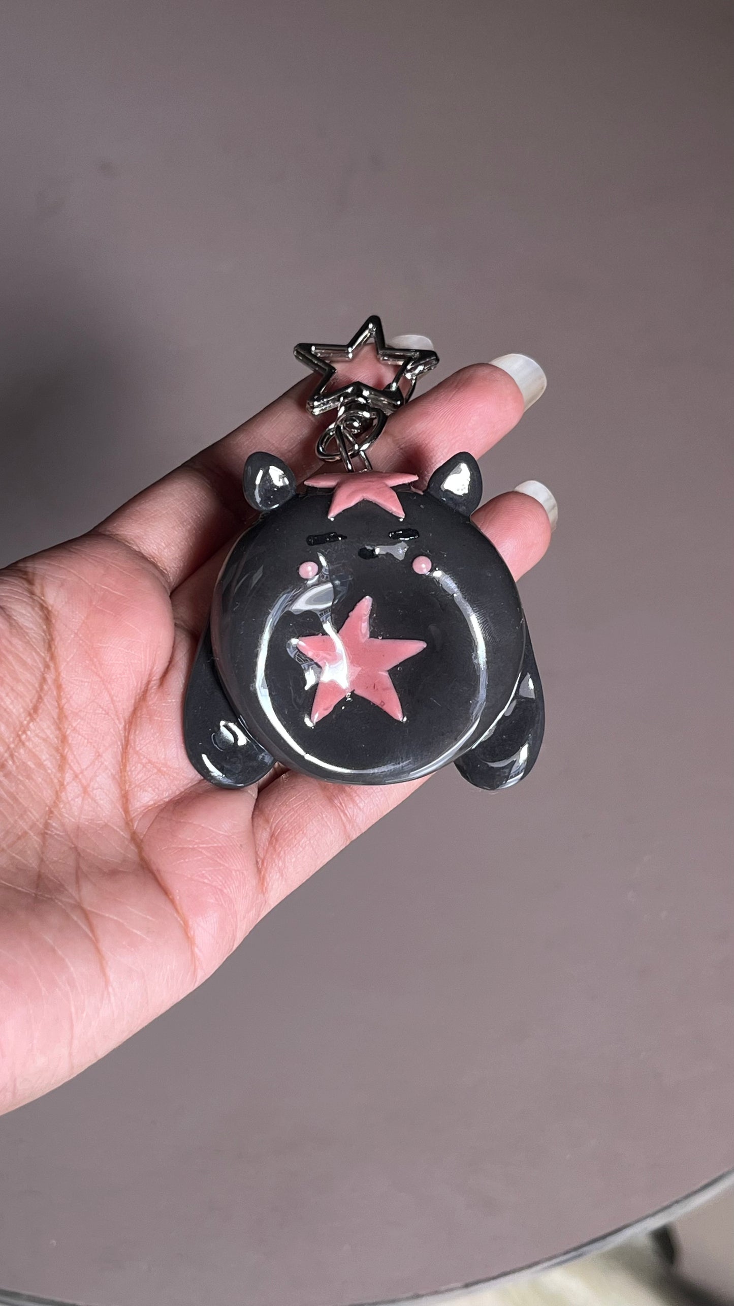 Black meow bunny worry stone