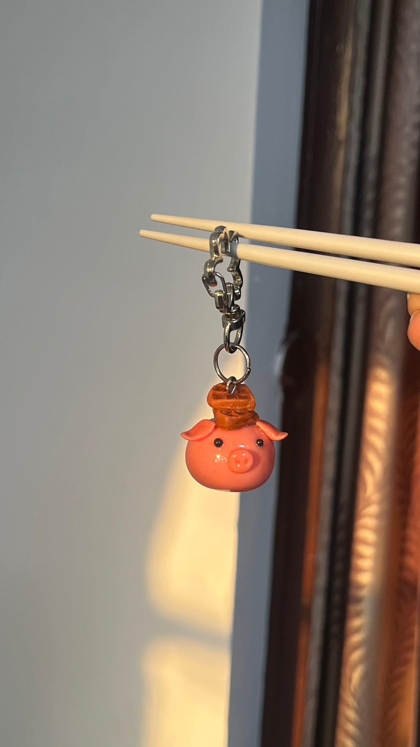 Piglet with waffle Clay Charm