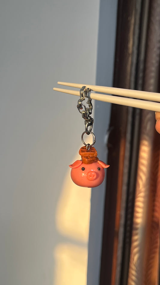 Piglet with waffle Clay Charm