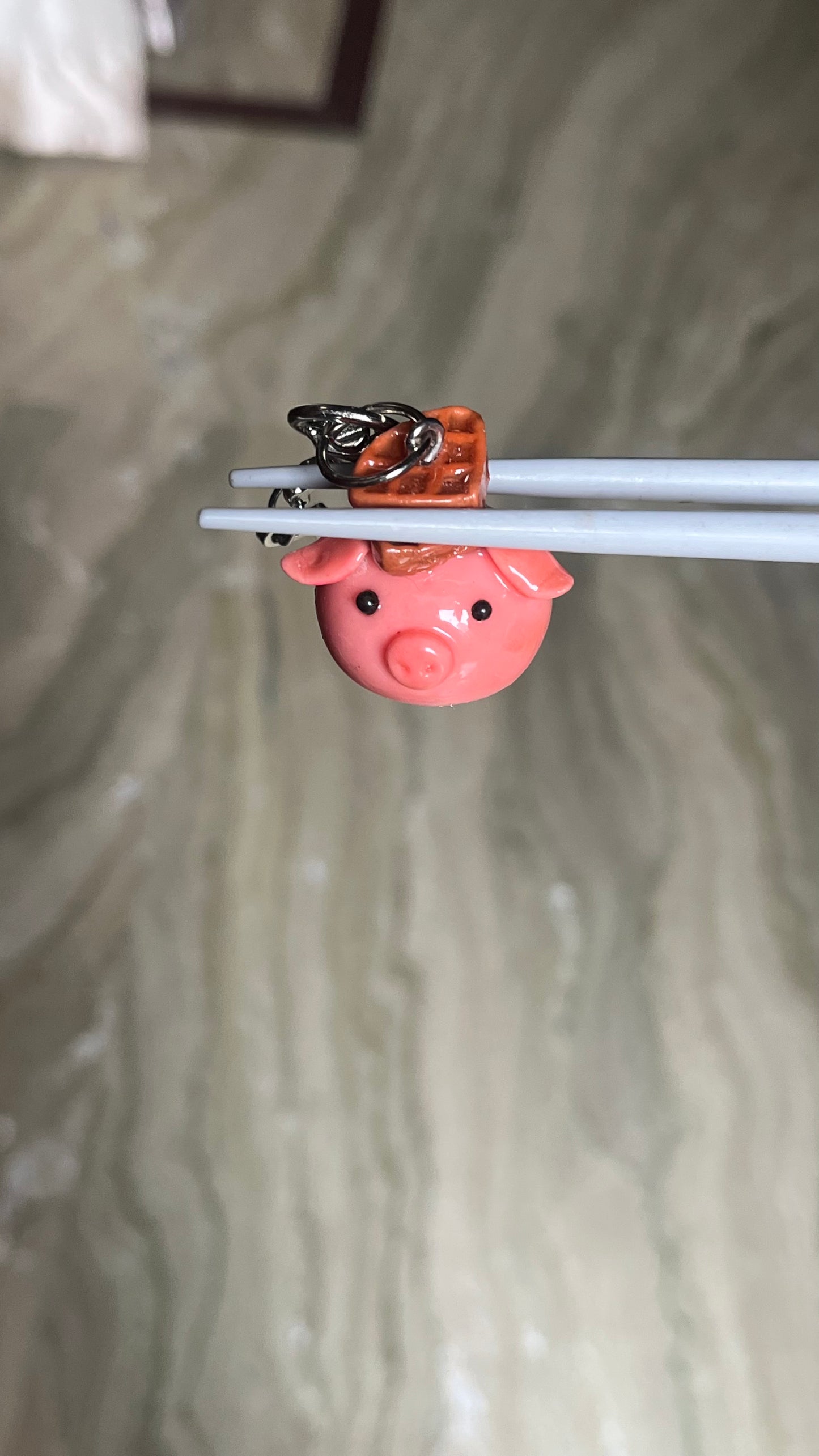 Piglet with waffle Clay Charm