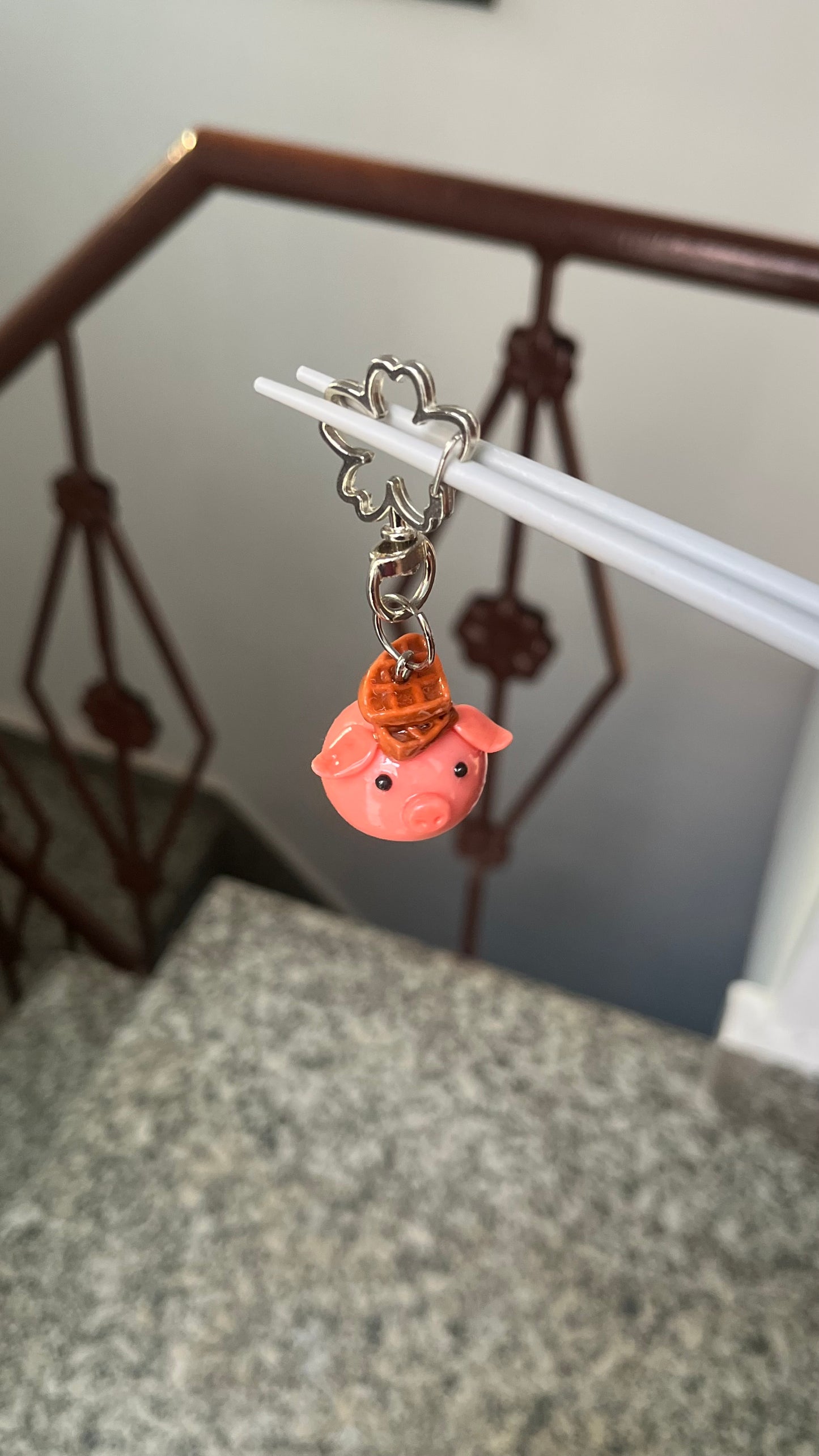 Piglet with waffle Clay Charm