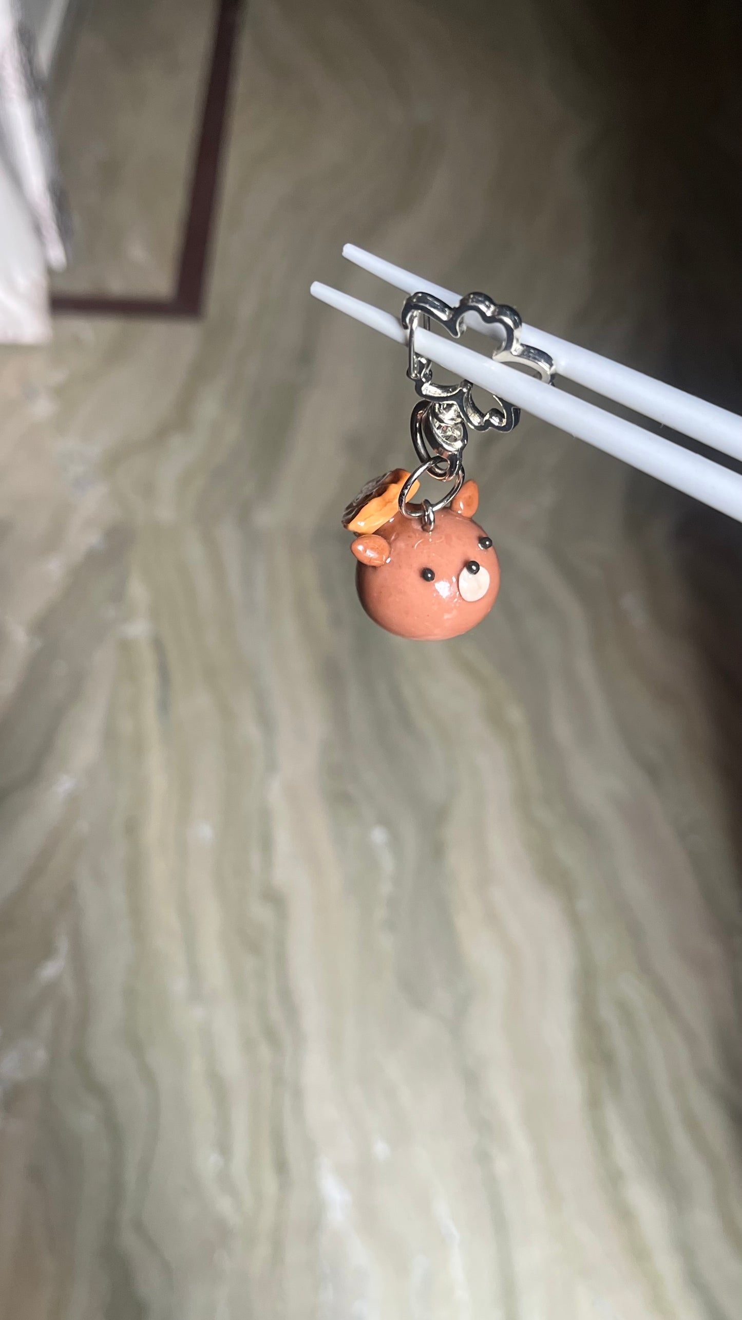 Bear with waffle Clay Charm