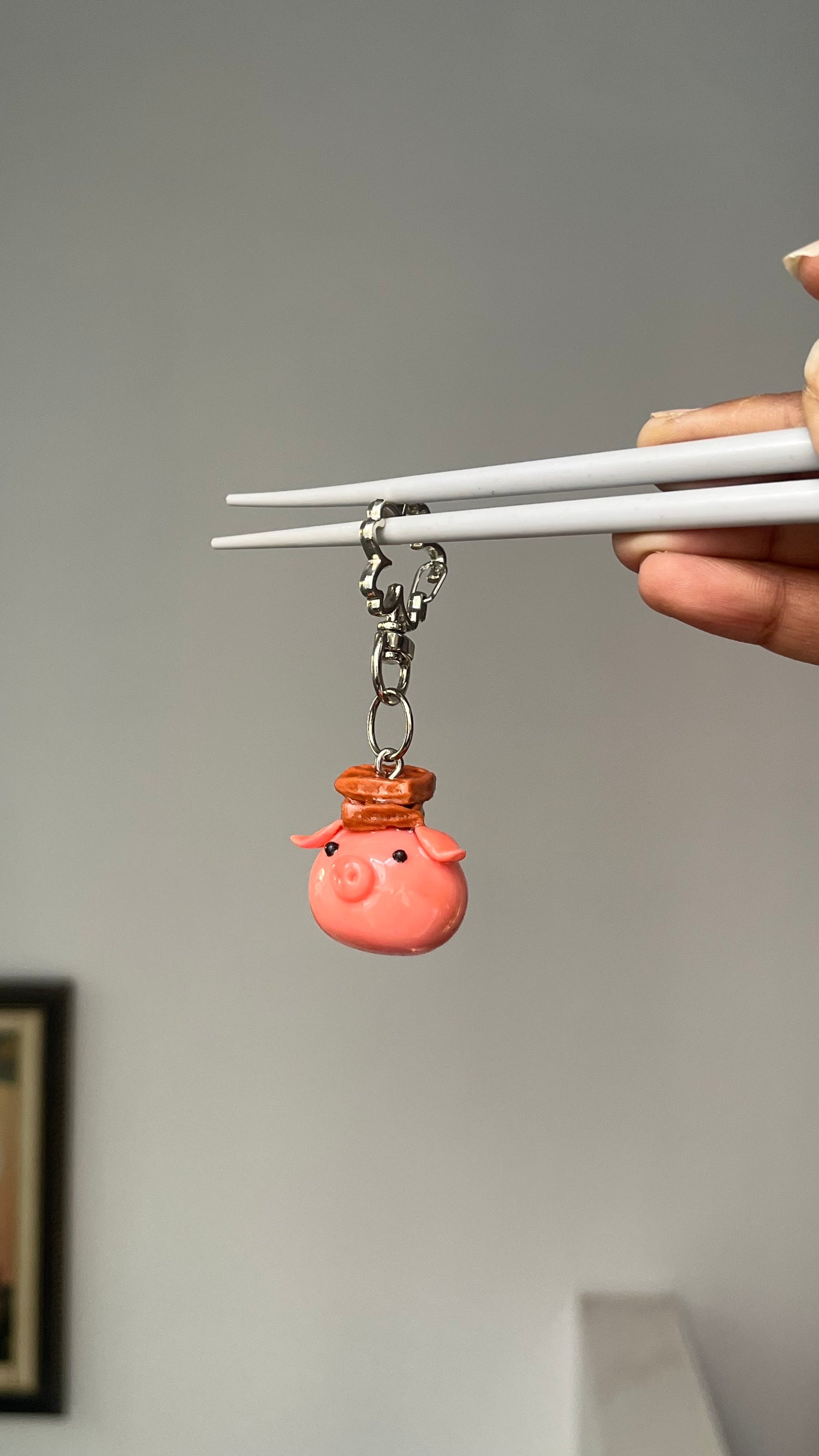 Piglet with waffle Clay Charm