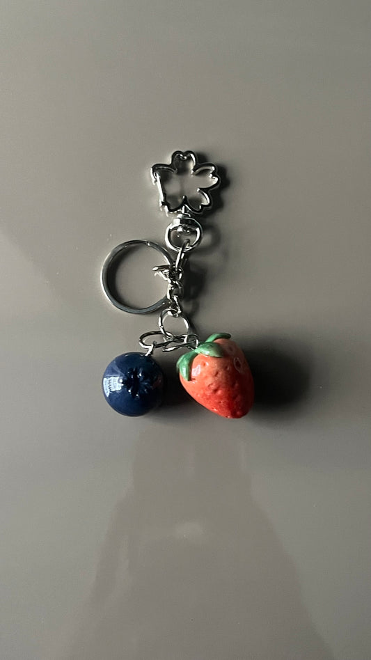 Strawberry and Blueberry Clay Charm