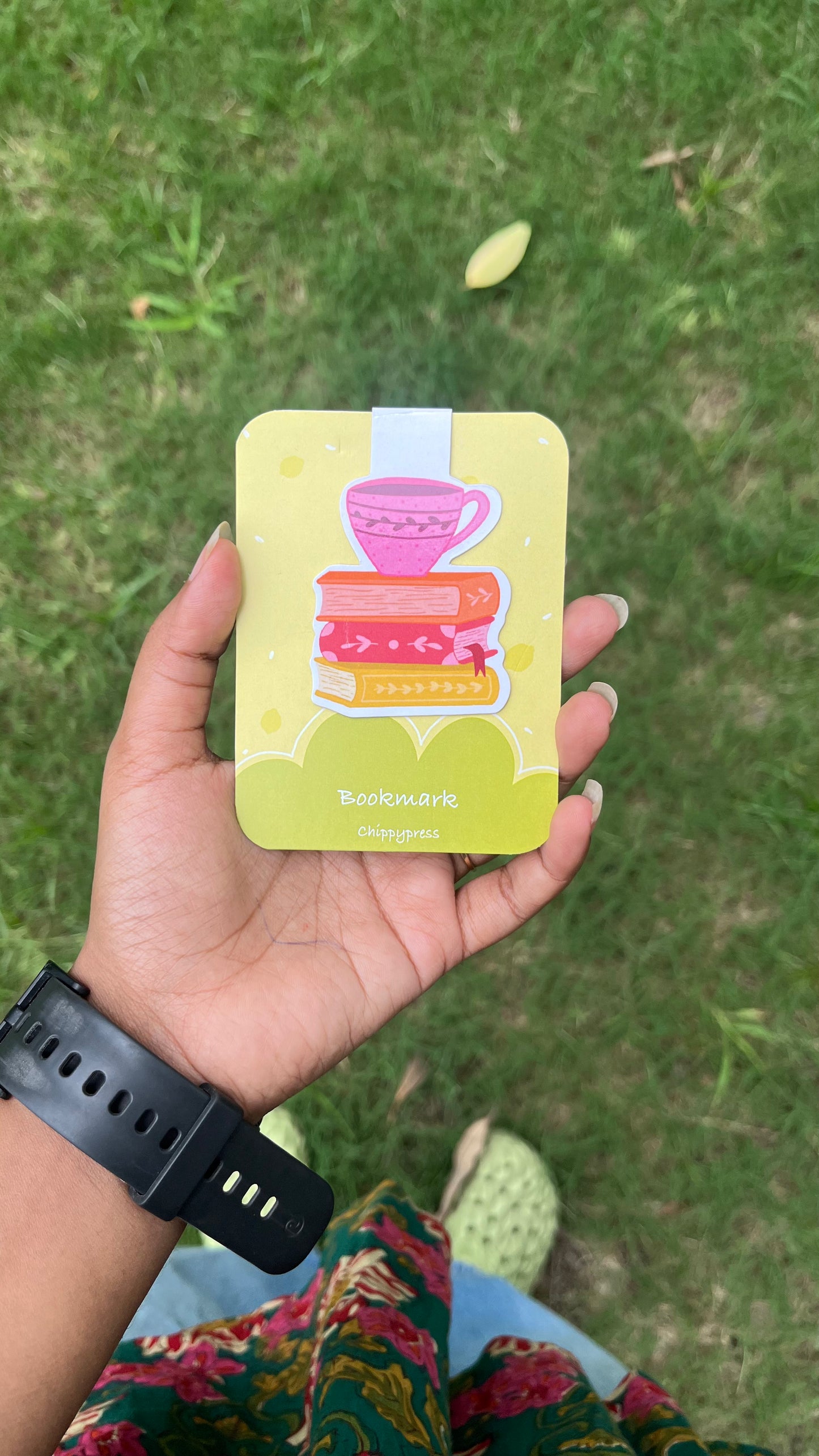 cup and books magnetic bookmark