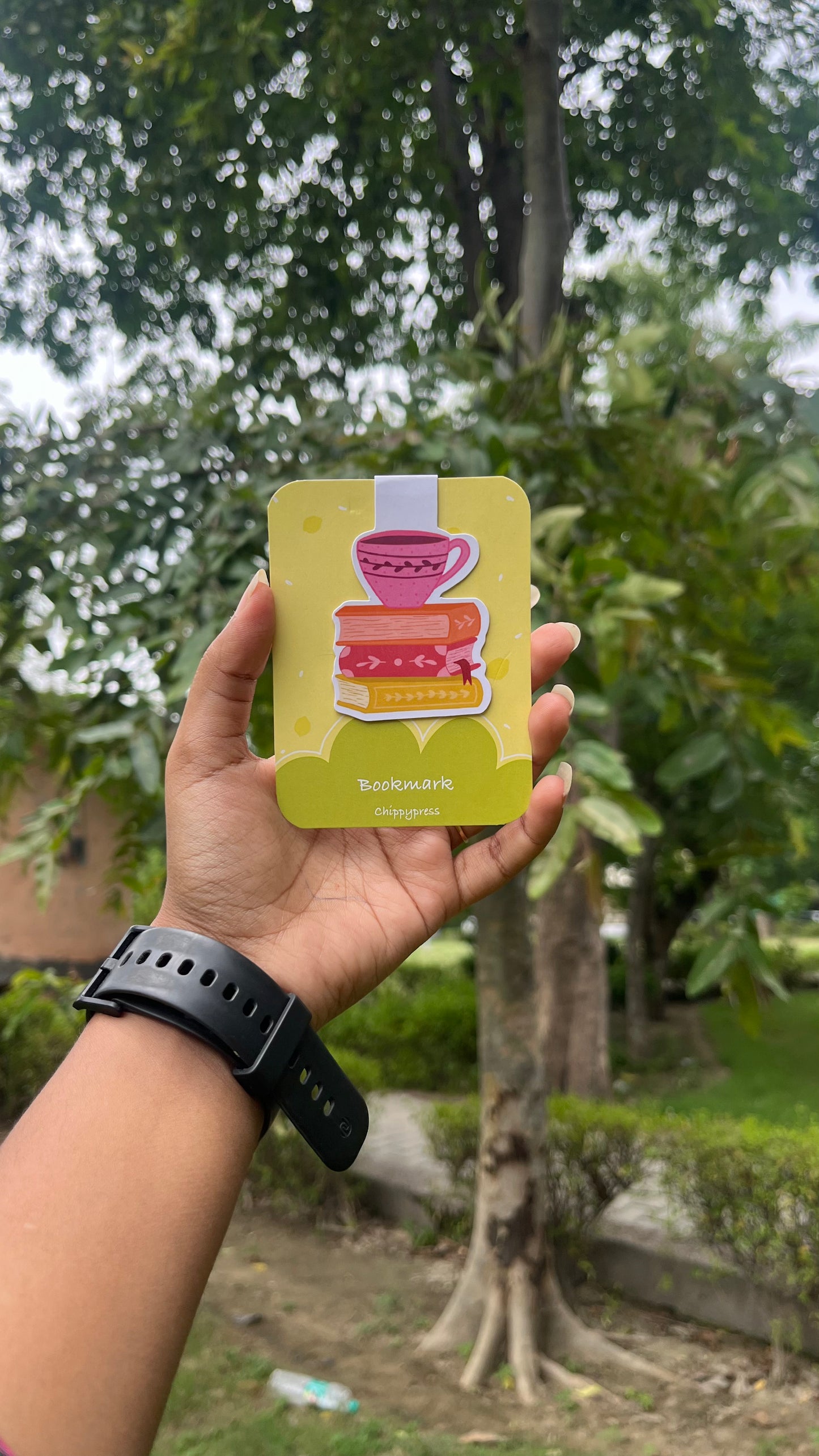 cup and books magnetic bookmark