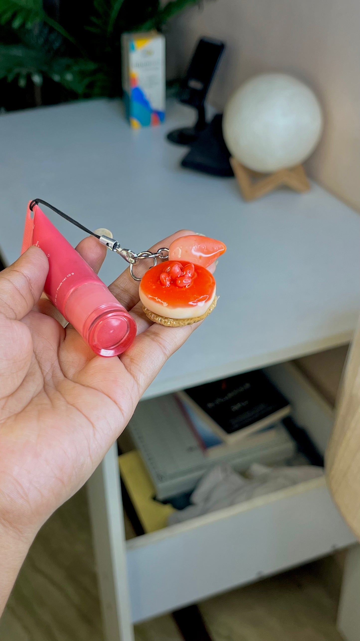 Strawberry cheesecake phone charm