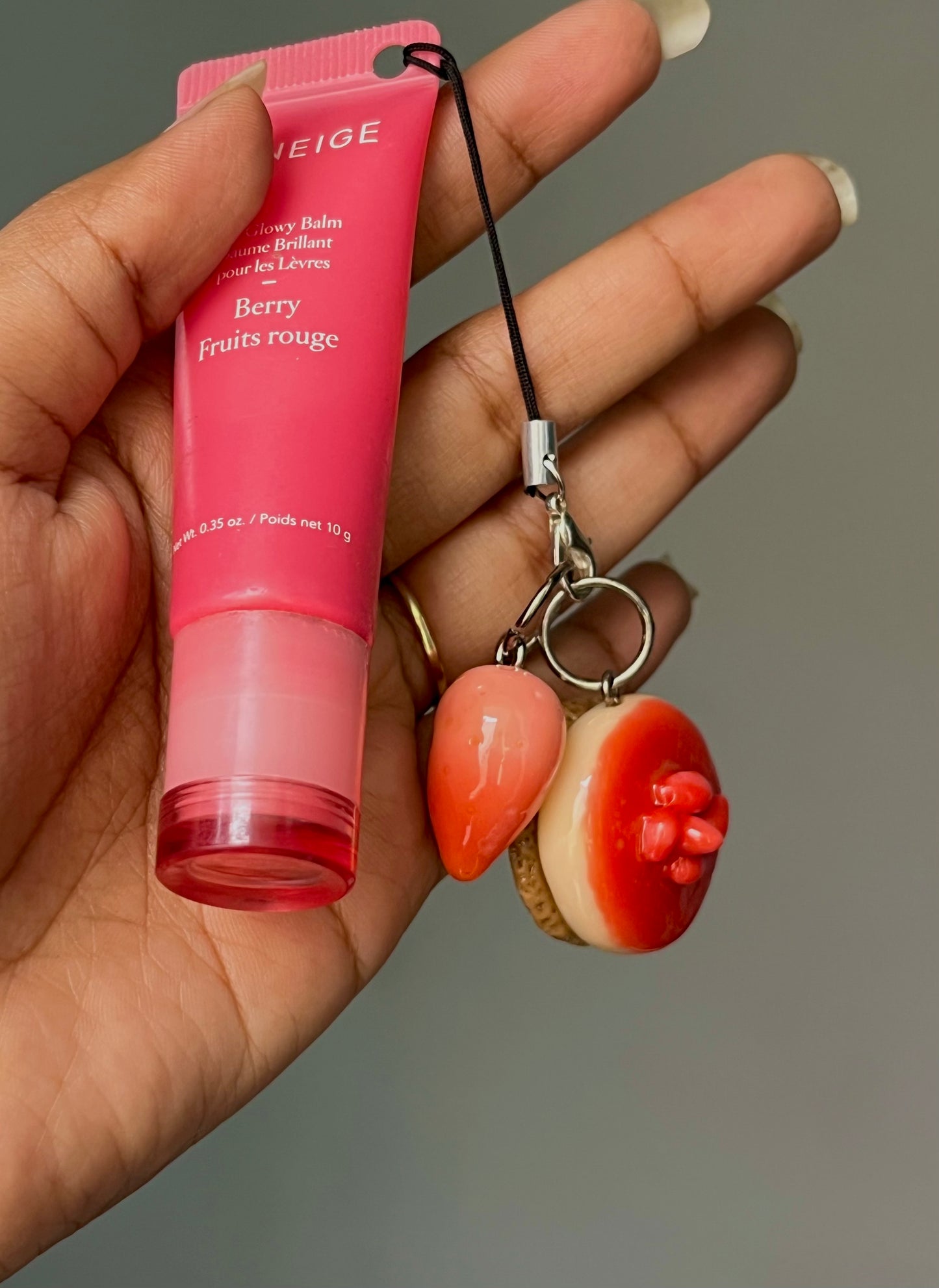 Strawberry cheesecake phone charm