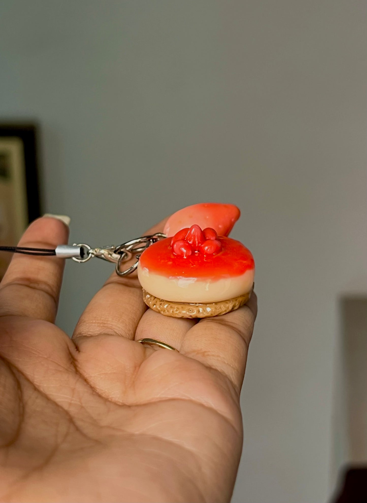 Strawberry cheesecake phone charm