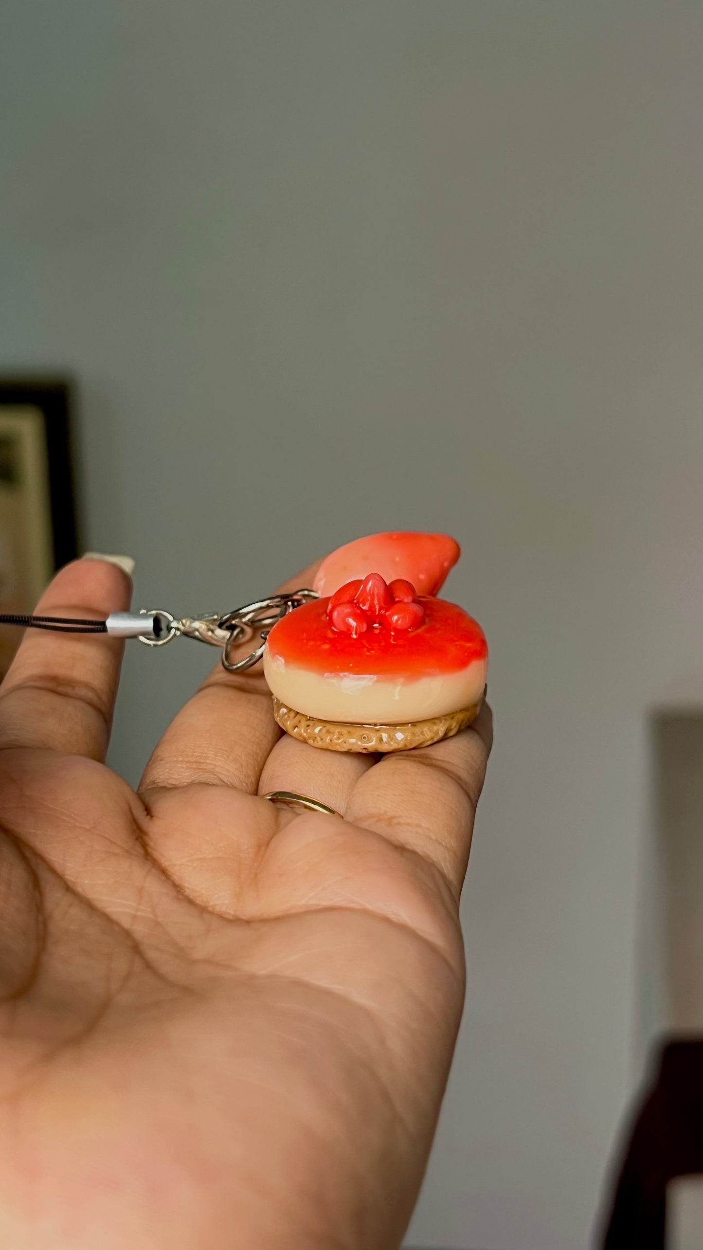 Strawberry cheesecake phone charm