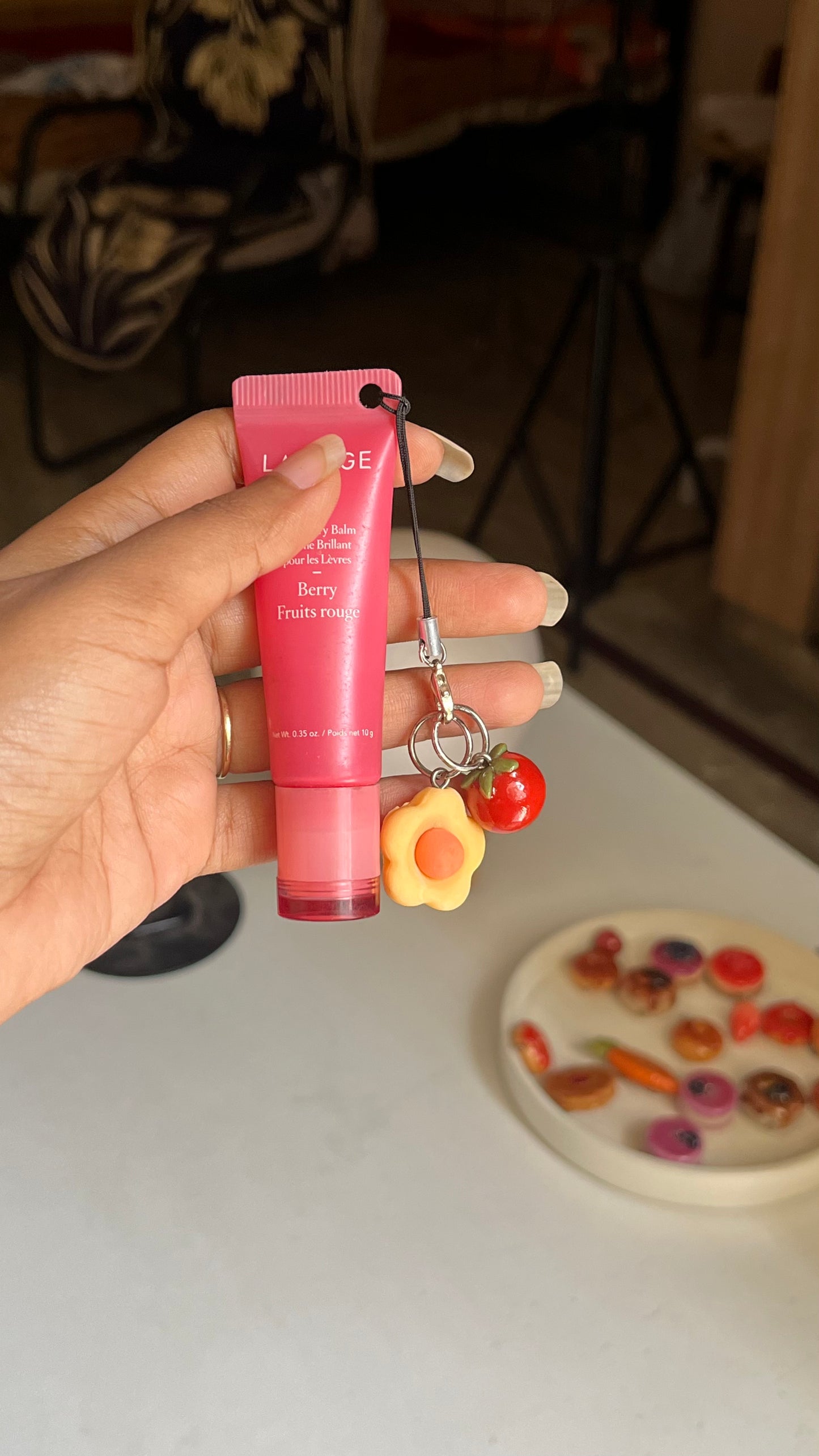 flower with tomato charm