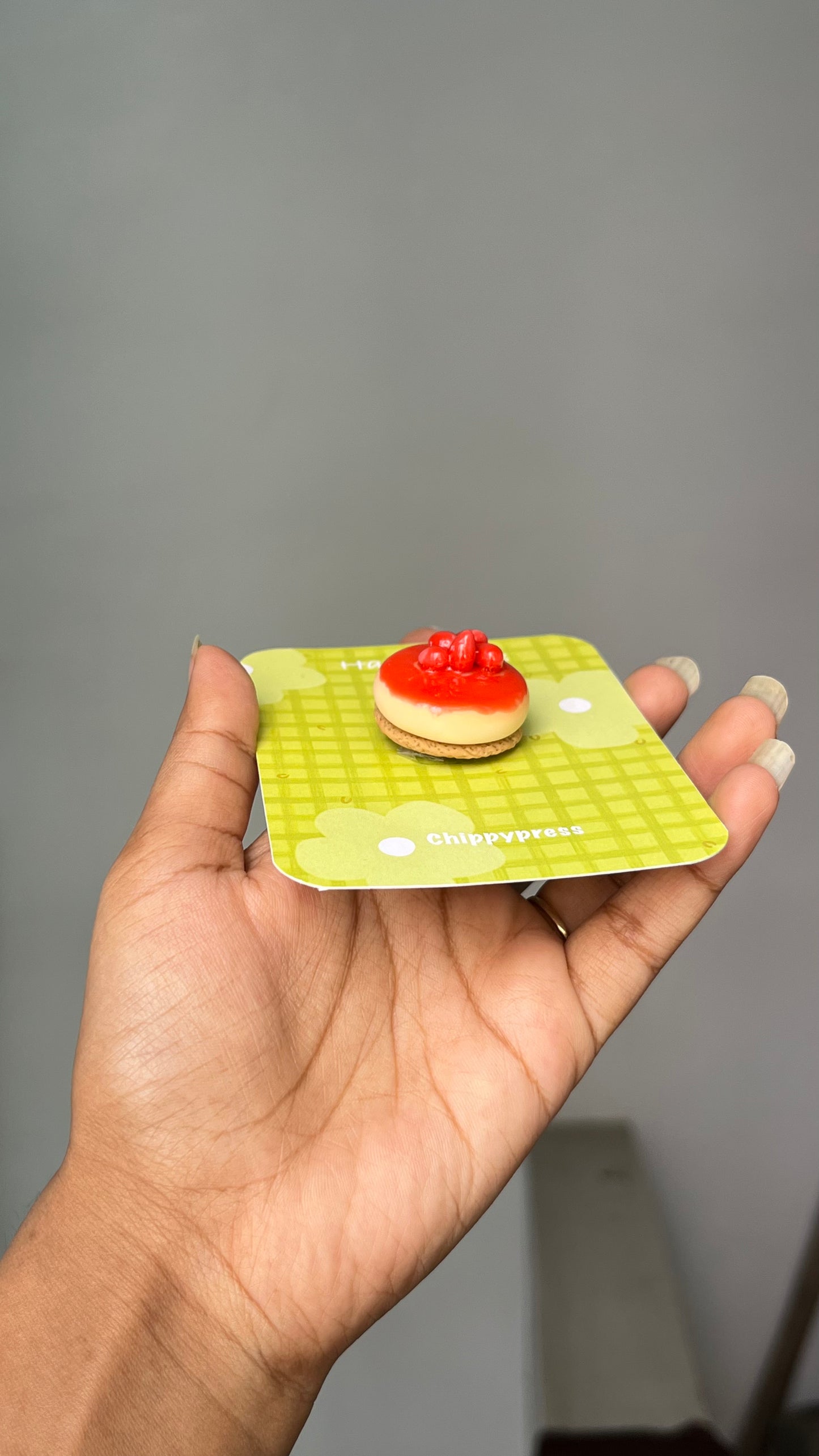 Strawberry cheesecake clay miniature Magnet/Pin