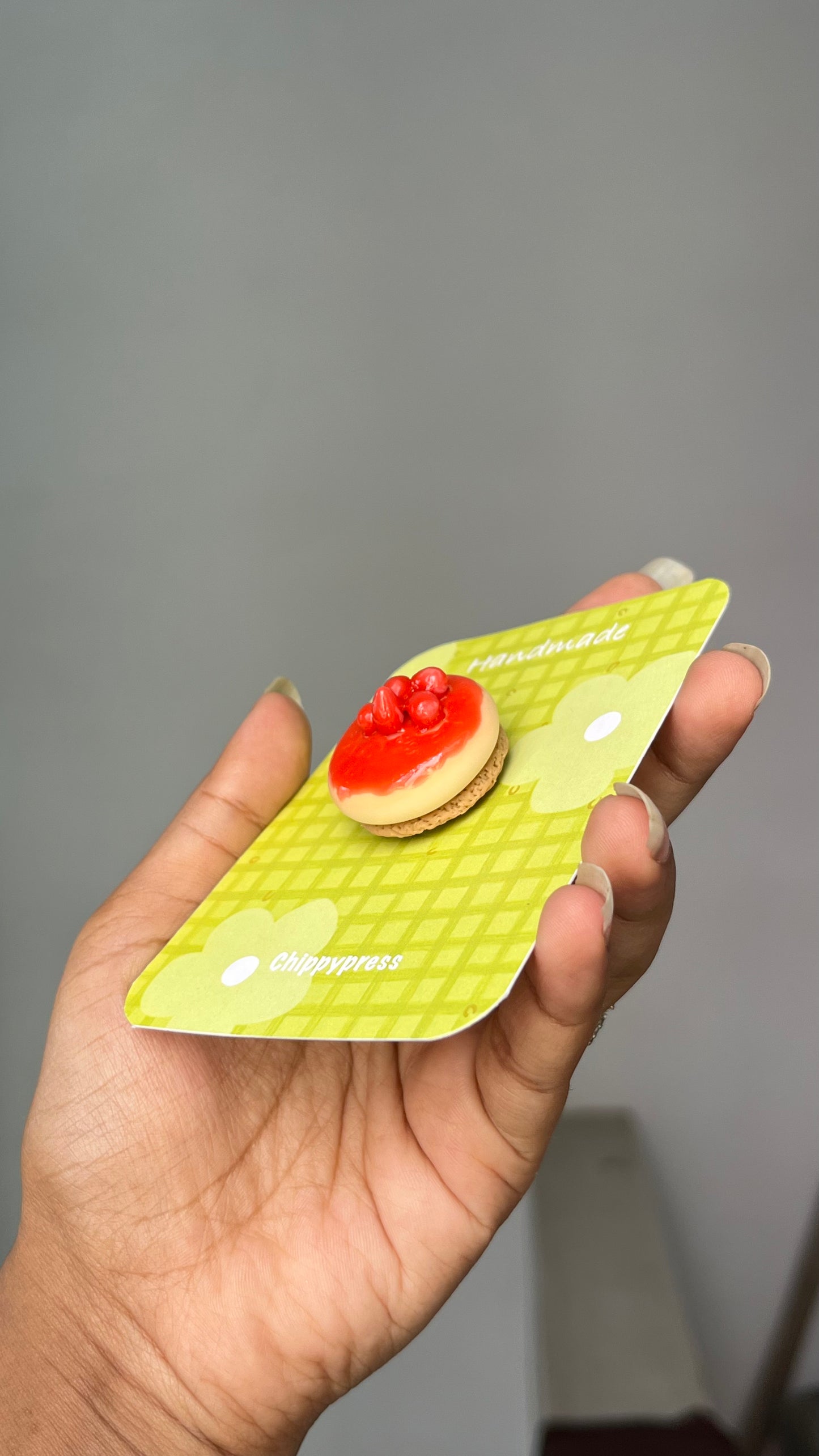 Strawberry cheesecake clay miniature Magnet/Pin