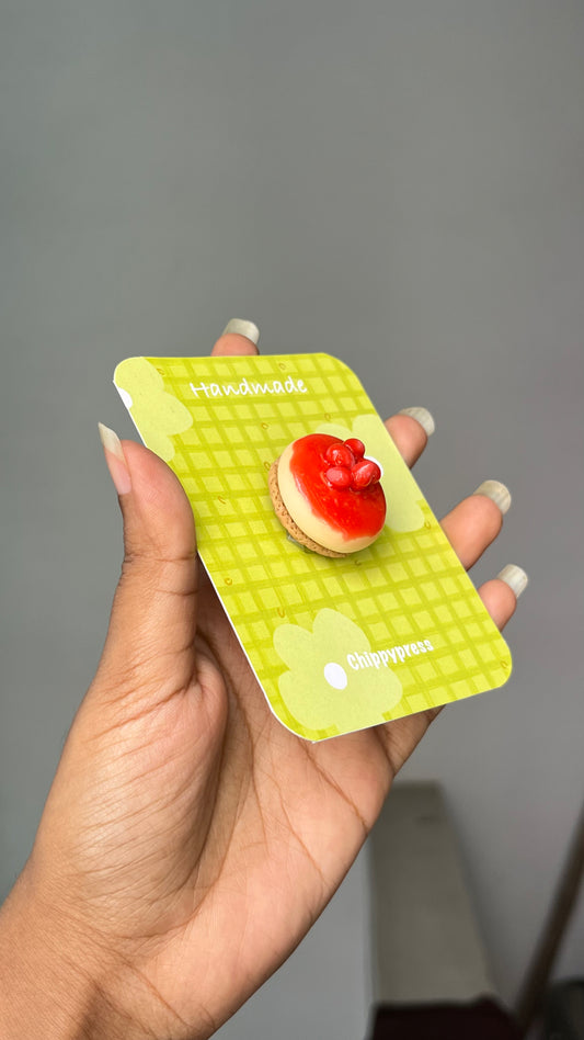 Strawberry cheesecake clay miniature Magnet/Pin