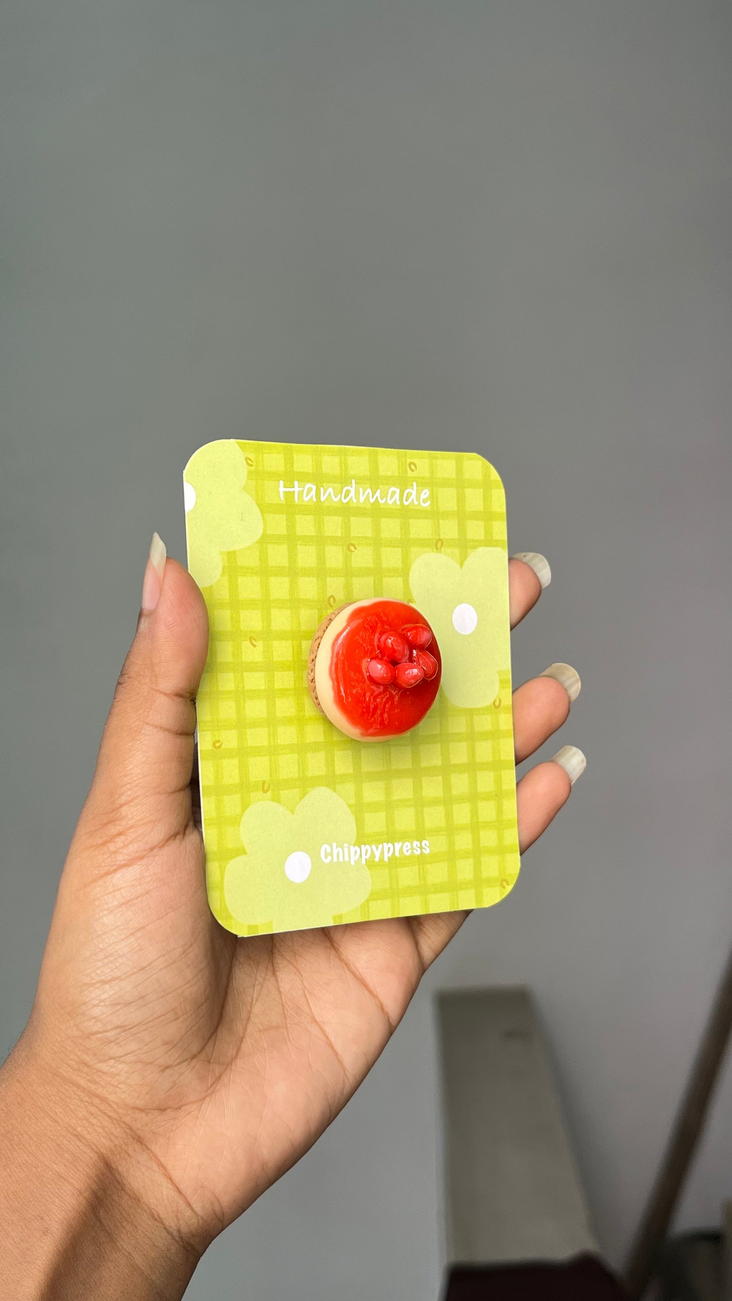 Strawberry cheesecake clay miniature Magnet/Pin