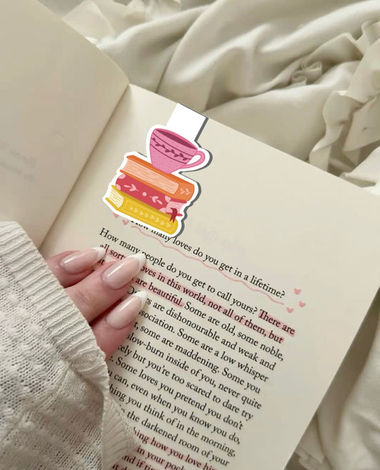 cup and books magnetic bookmark
