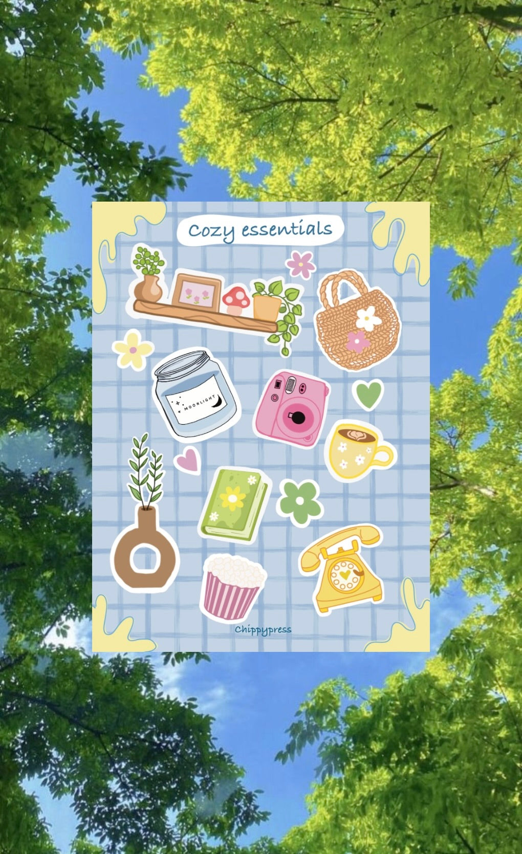 Cozy essentials stickers sheet
